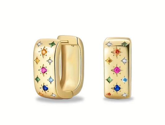 Gold Vermeil Izzy Starburst Medium Hoop Earrings