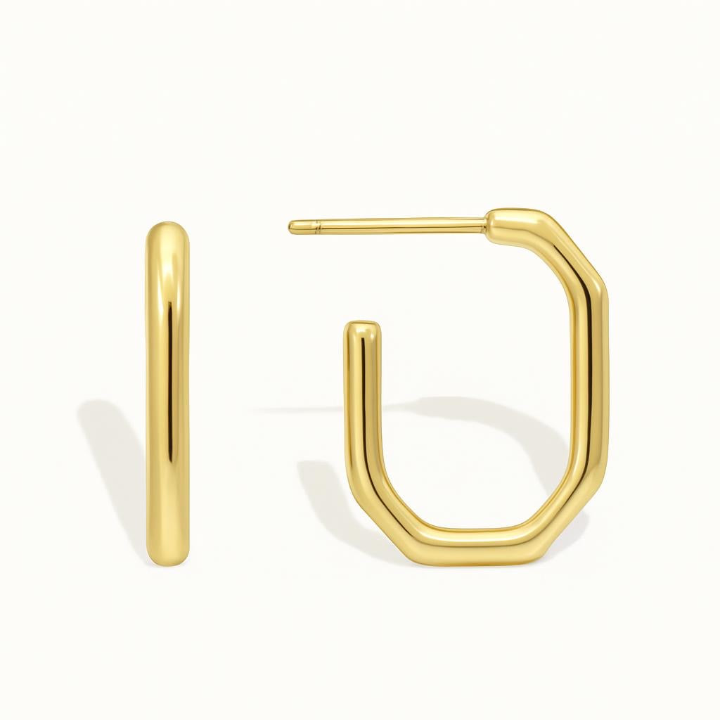 Gold Plated Kathy Geometric Hoop Earrings