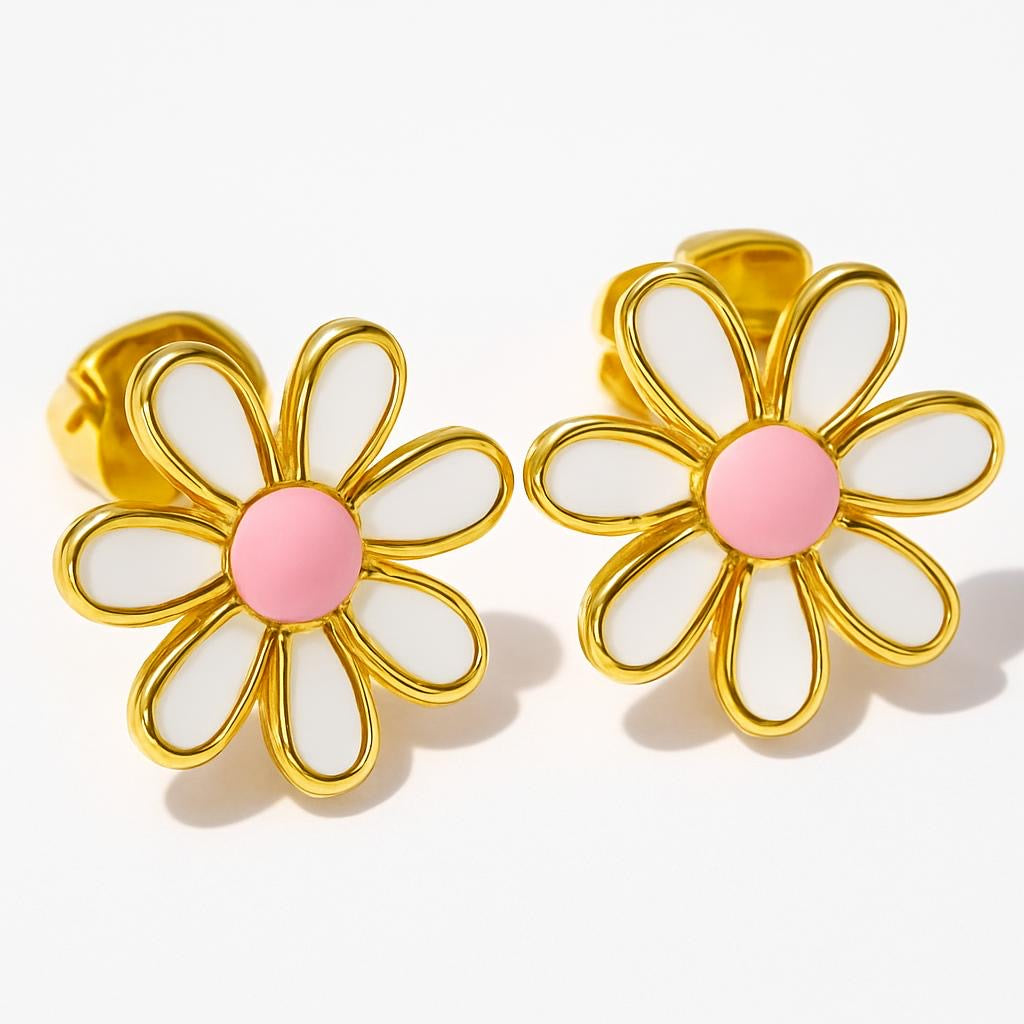 Purple Daisy Enamel Trixie Stud Earrings