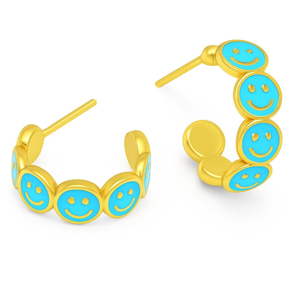 Green Enamel Emmie Smile Hoop Earrings