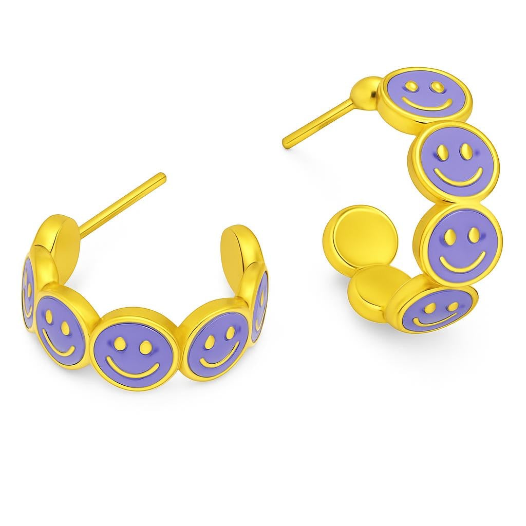 Green Enamel Emmie Smile Hoop Earrings