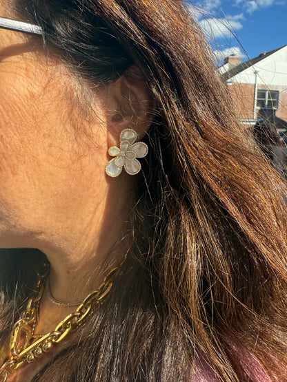 Gold Vermeil Jodi Mother Pearl Flower Earrings