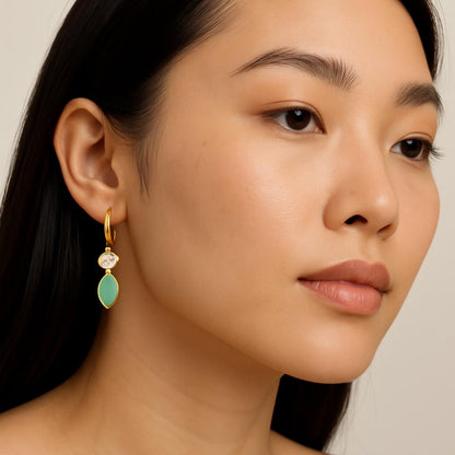 Gold Plated Gretchen Blue Enamel Petal Earrings