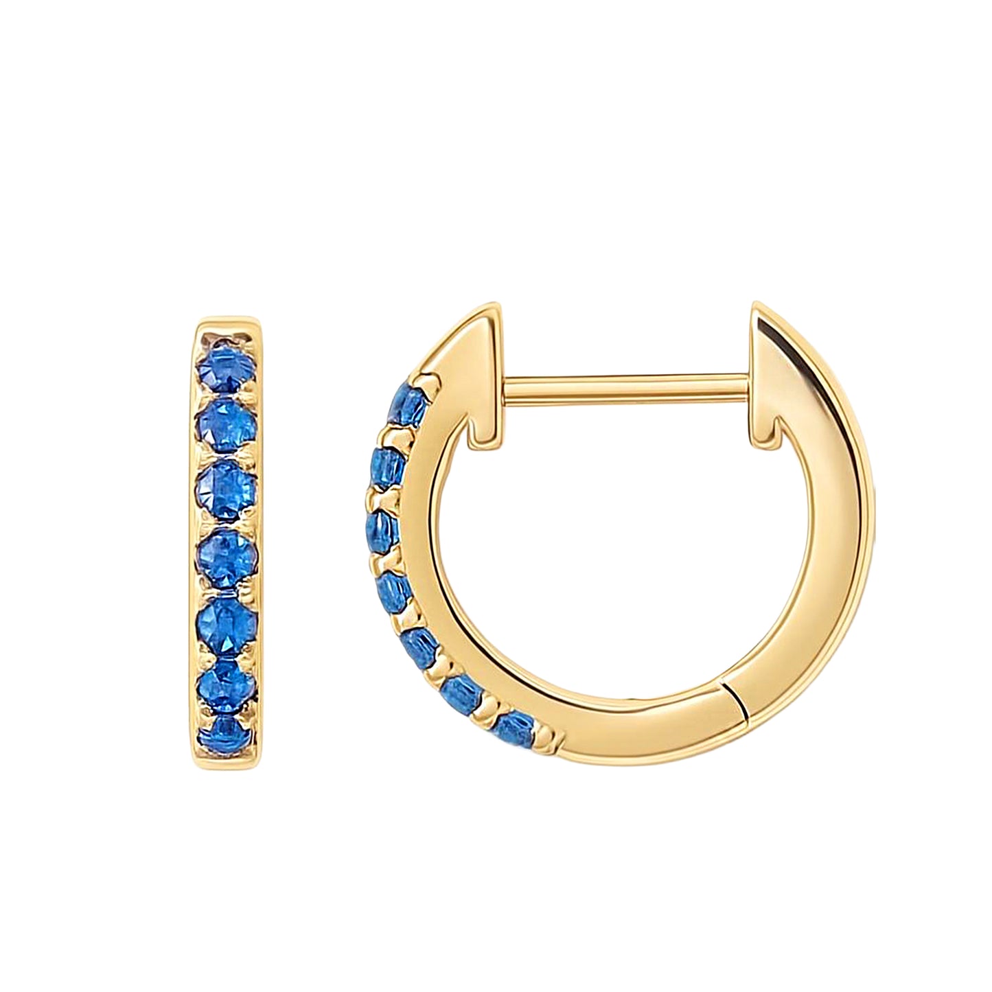 Gold Plated Blue Huggie Hoop Earrings