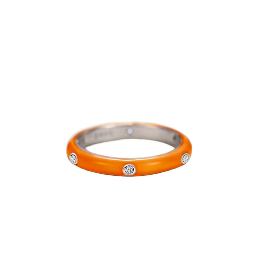 Orange Enamel Vivi Sparkle Ring