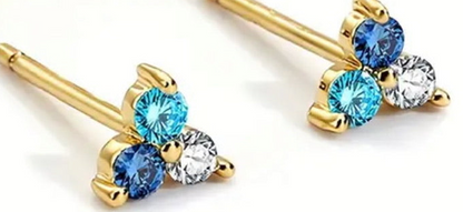 Gold Vermeil Morgan Triple Stone Stud Earrings