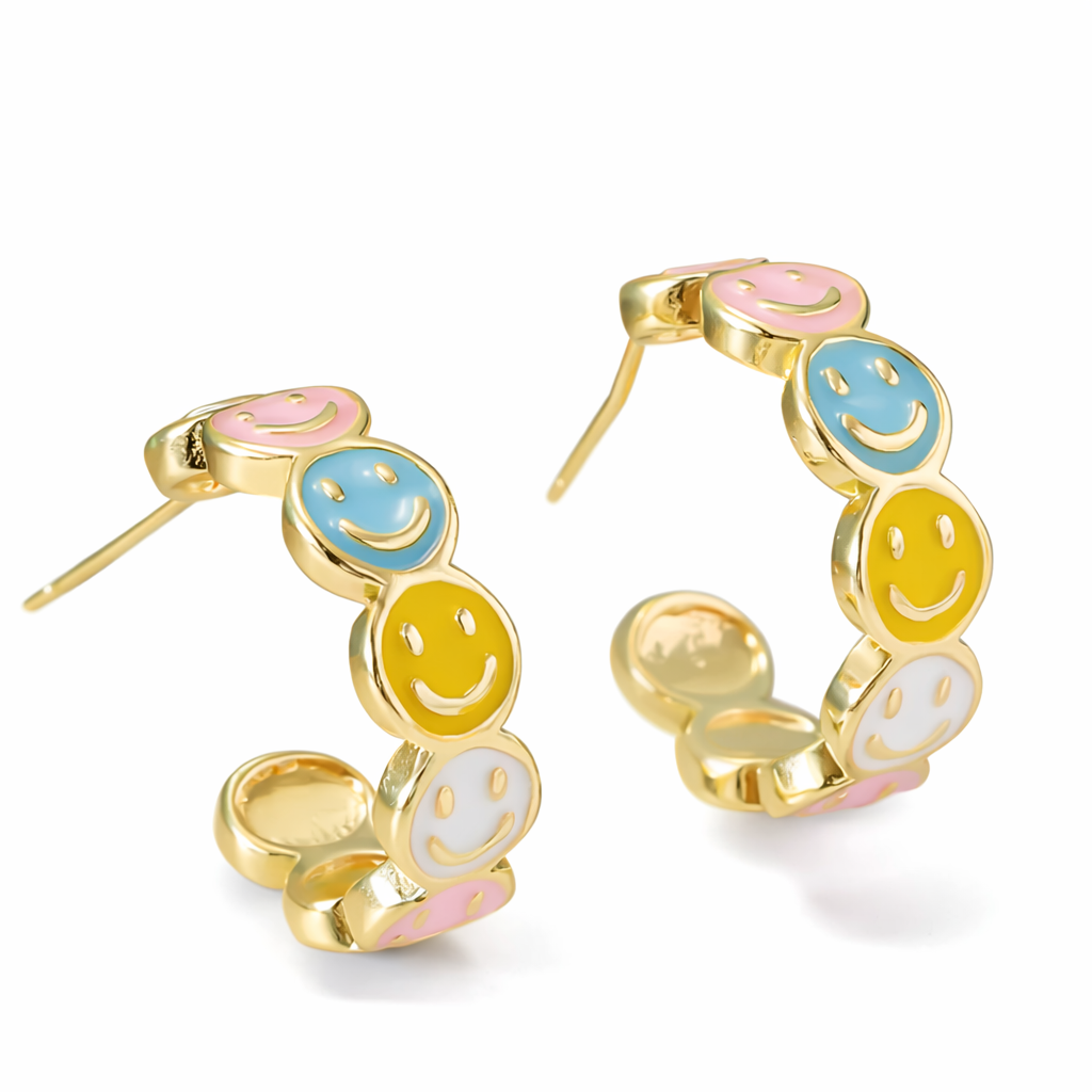 Purple Enamel Emmie Smile Hoop Earrings