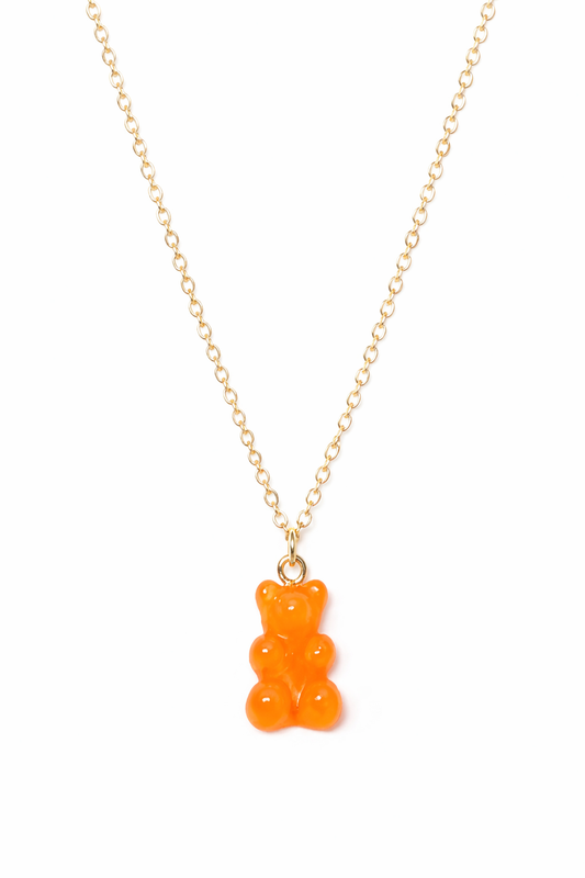 Gold Orange Ollie Gummie Bear Necklace