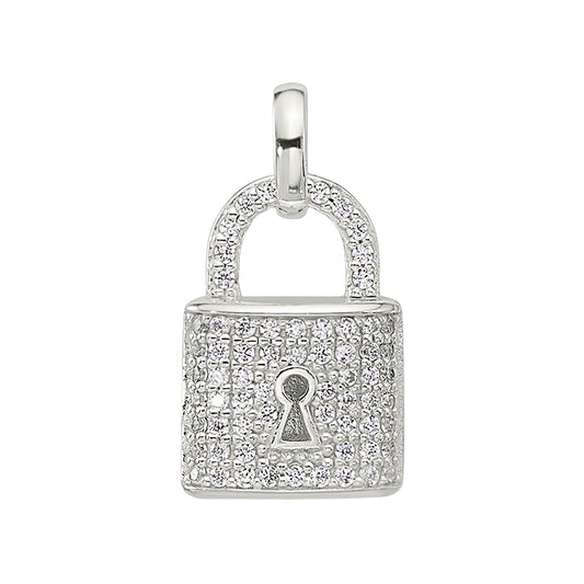 Sterling Silver Pavé Padlock Pendant
