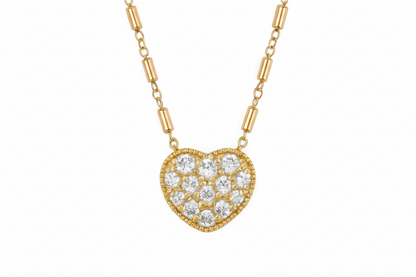 Gold Vermeil Jane Pave Heart Satellite Chain Pendant/Necklace