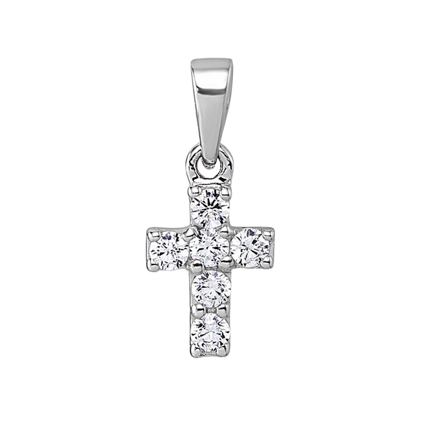 Sterling Silver Petite Pave Cross Pendant