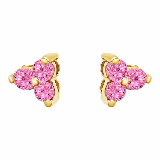 18K Gold Plated Pink Trio Stud Earrings