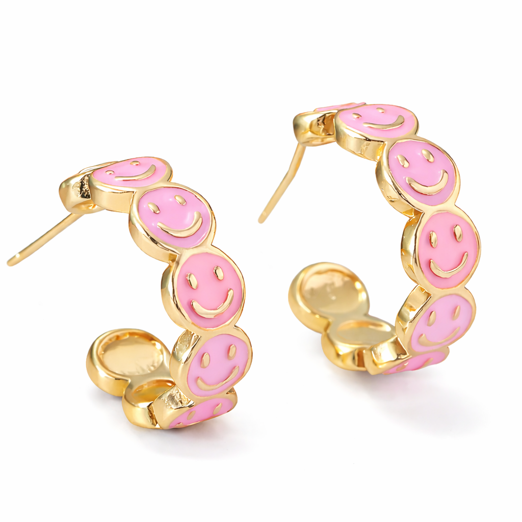 Purple Enamel Emmie Smile Hoop Earrings