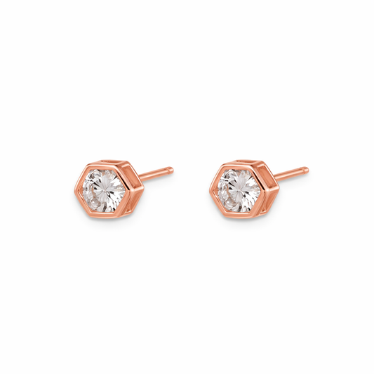 Rose Vermeil Hexagon Stud Earrings