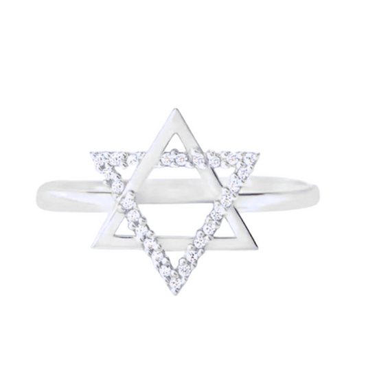 Sterling Silver CZ Star of David Ring