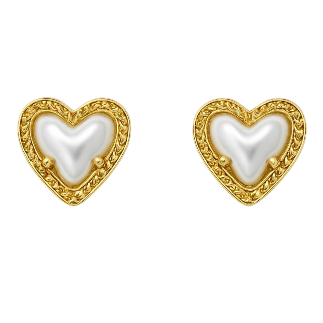 14K Vermeil Mother of Pearl Heart Earrings