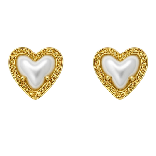 14K Vermeil Mother of Pearl Heart Earrings