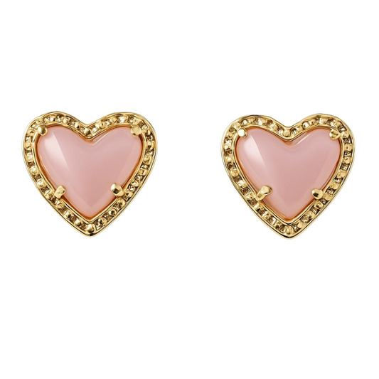14K Vermeil Pink Puffy Heart Earrings