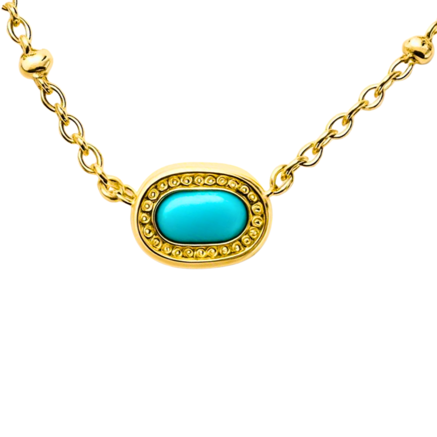 Gold Plated Blue Enamel Presley Halo Necklace