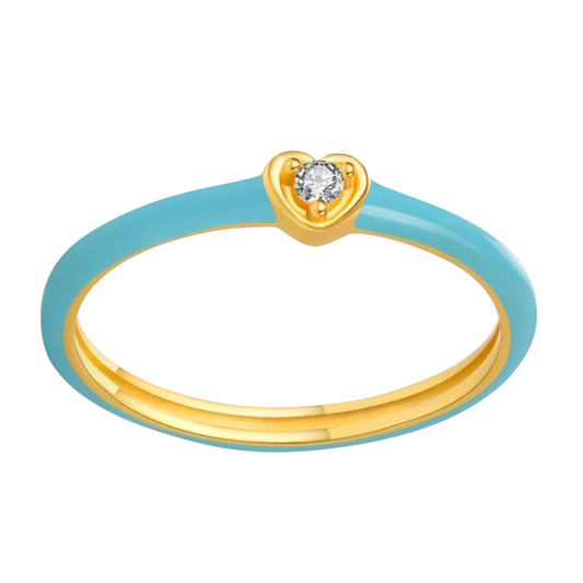14K Vermeil & Blue Enamel Heart Ring
