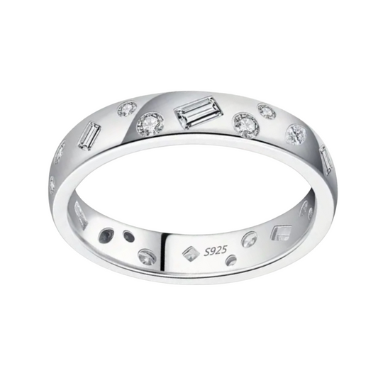 Sterling Silver Mélange Bezel Set Stone Ring