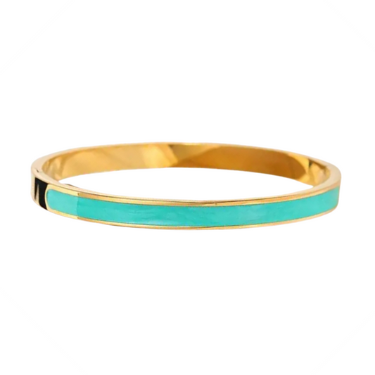 18K Vermeil Turquoise Shimmering Enamel Bangle
