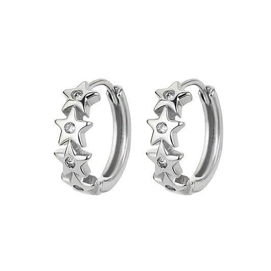 Silver Plated Rebecca Starburst Huggie Hoop Earrings