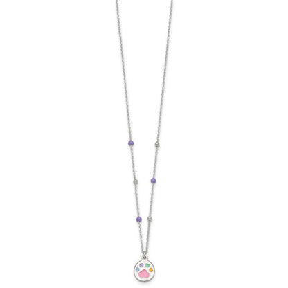 Sterling Silver Chloe Enamel Paw Pendant Necklace