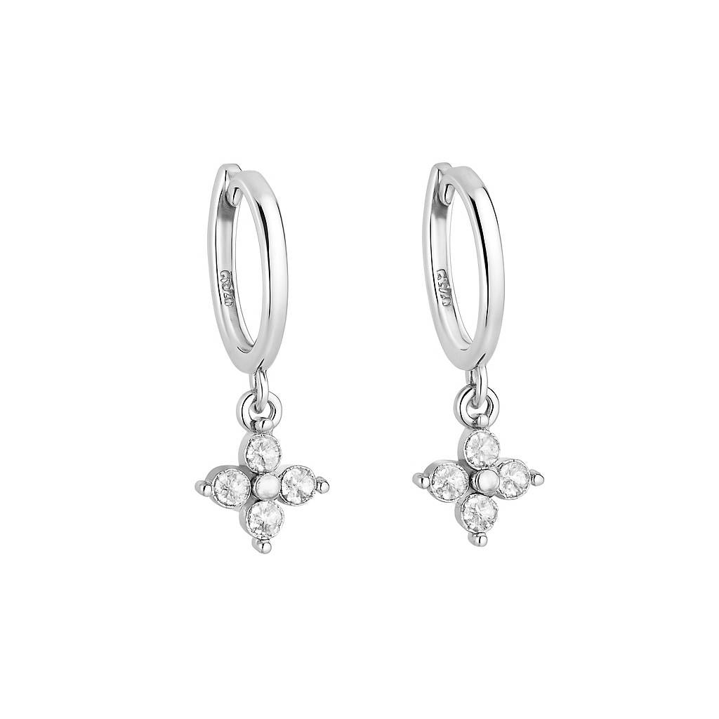 Gold Vermeil Skylar Flower Drop Hoop Earrings