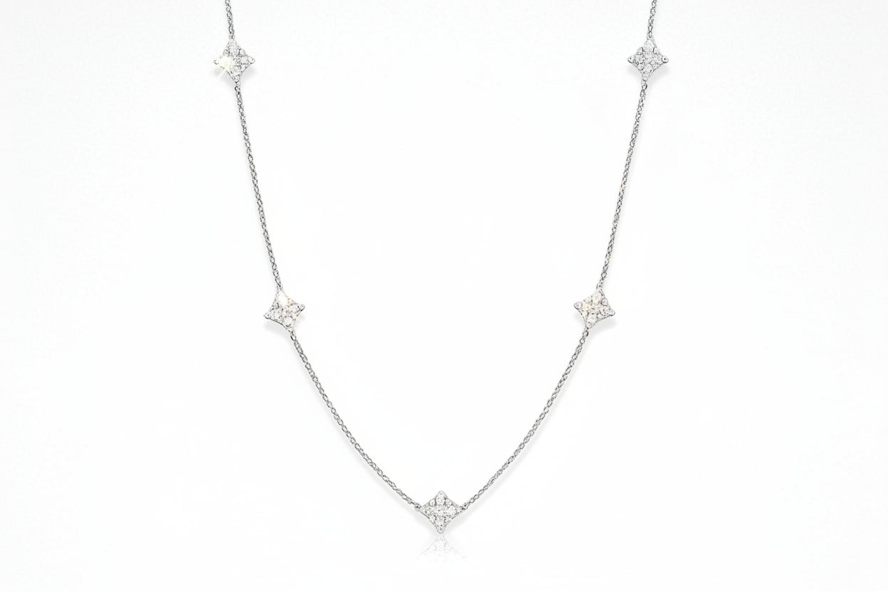 Sterling Silver Fleur Station Necklace