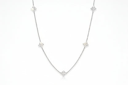 Sterling Silver Fleur Station Necklace