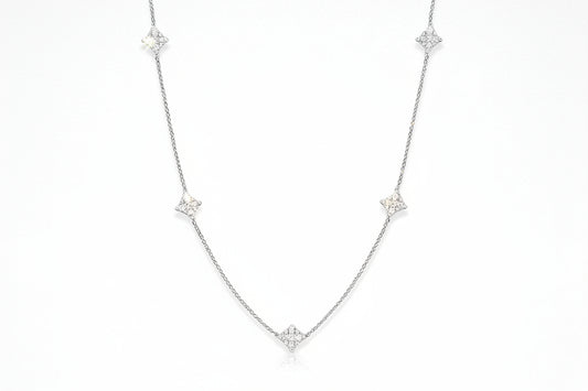 Sterling Silver Fleur Station Necklace