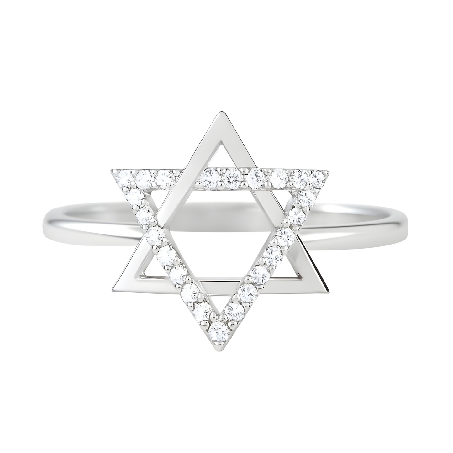 Sterling Silver Sarah Pave Star of David Ring