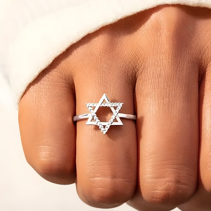 Sterling Silver Sarah Pave Star of David Ring