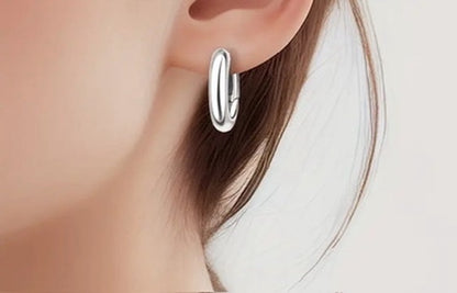 Sterling Silver Elena Thick Huggie Hoop Earrings