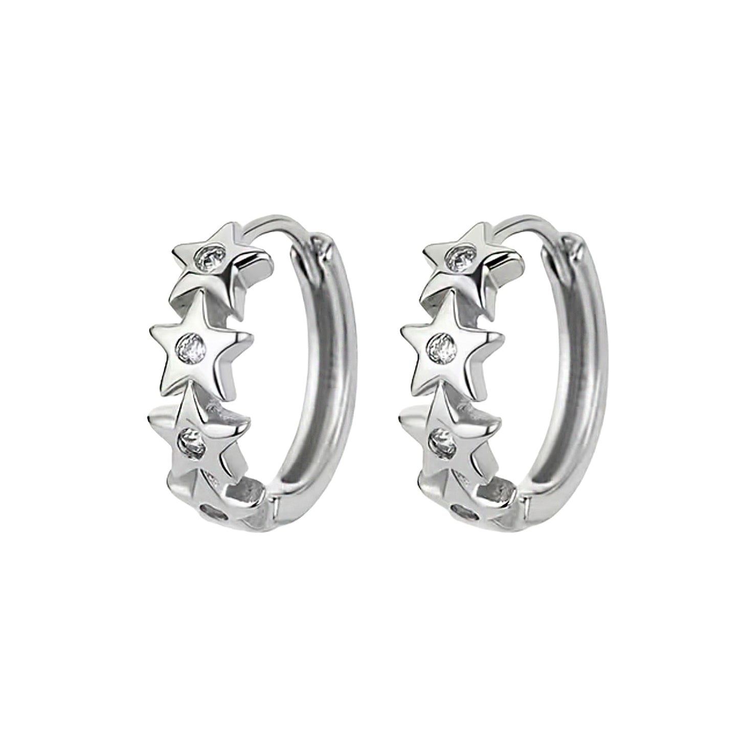 Silver Plated Starburst Huggie Hoop Earrings