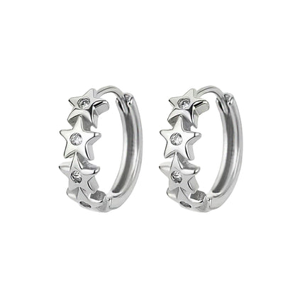 Silver Plated Starburst Huggie Hoop Earrings