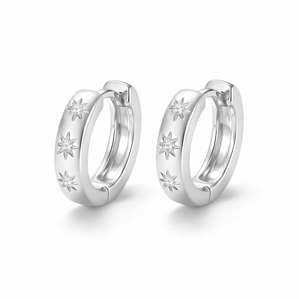 14K Vermeil Starburst Small Hoop Earrings