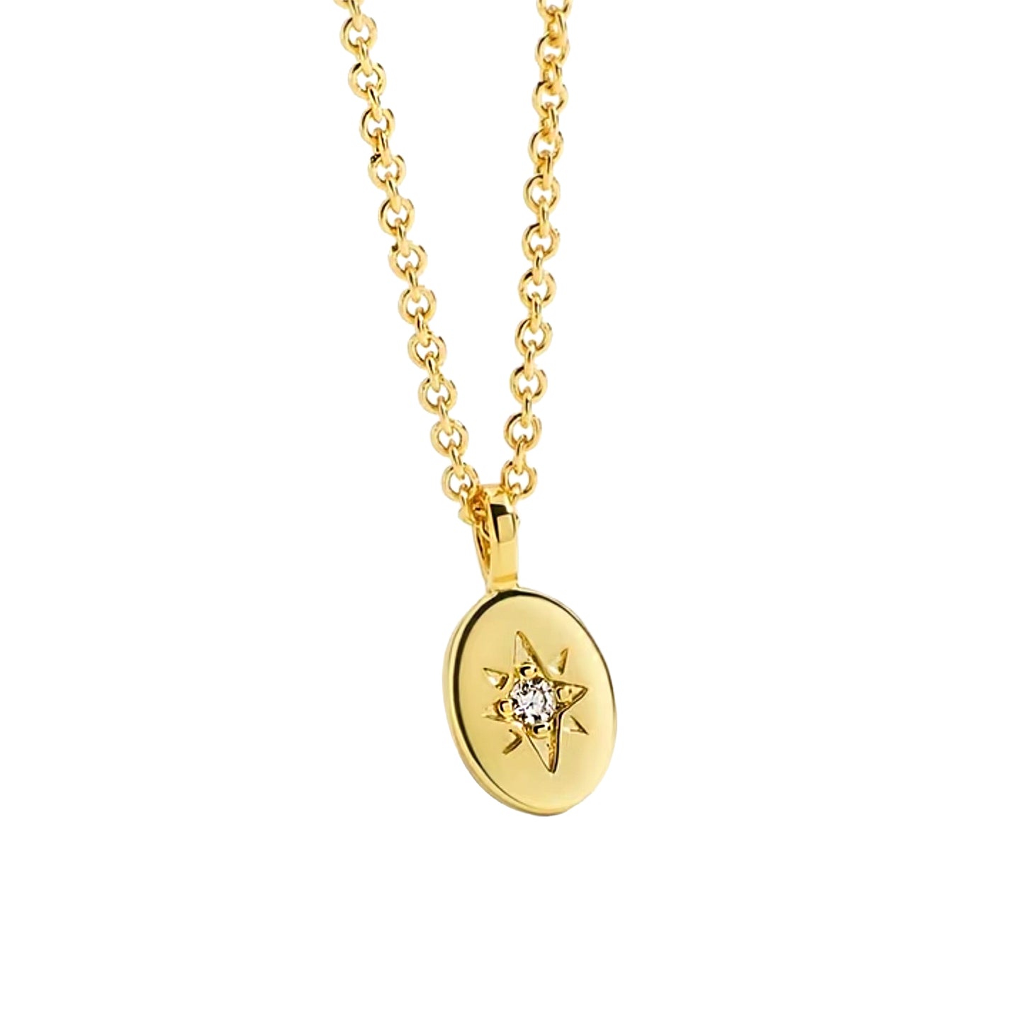 Gold Plated Starburst Disc Pendant/ Neckalce