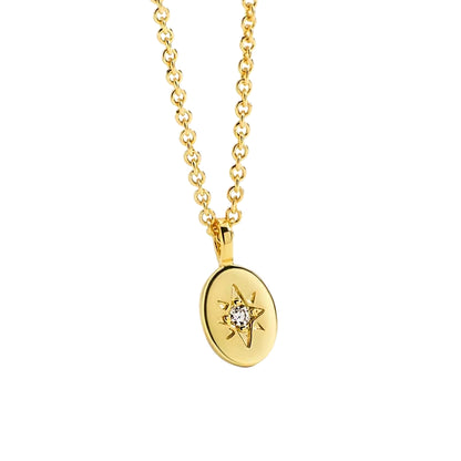 Gold Plated Starburst Disc Pendant/ Neckalce