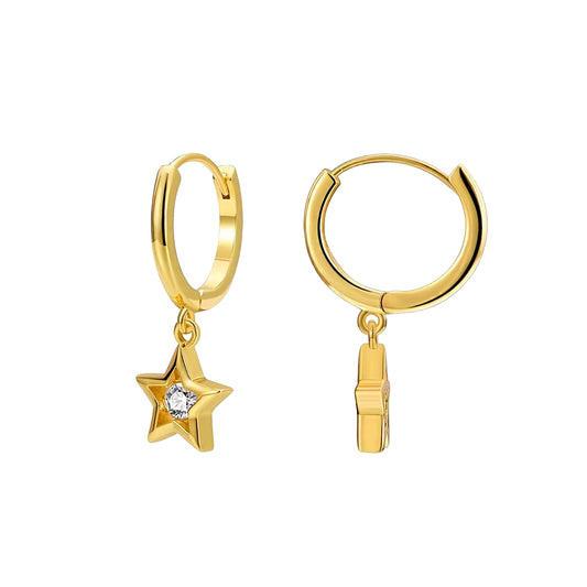 Gold Plated Shining Star Drop Earrings