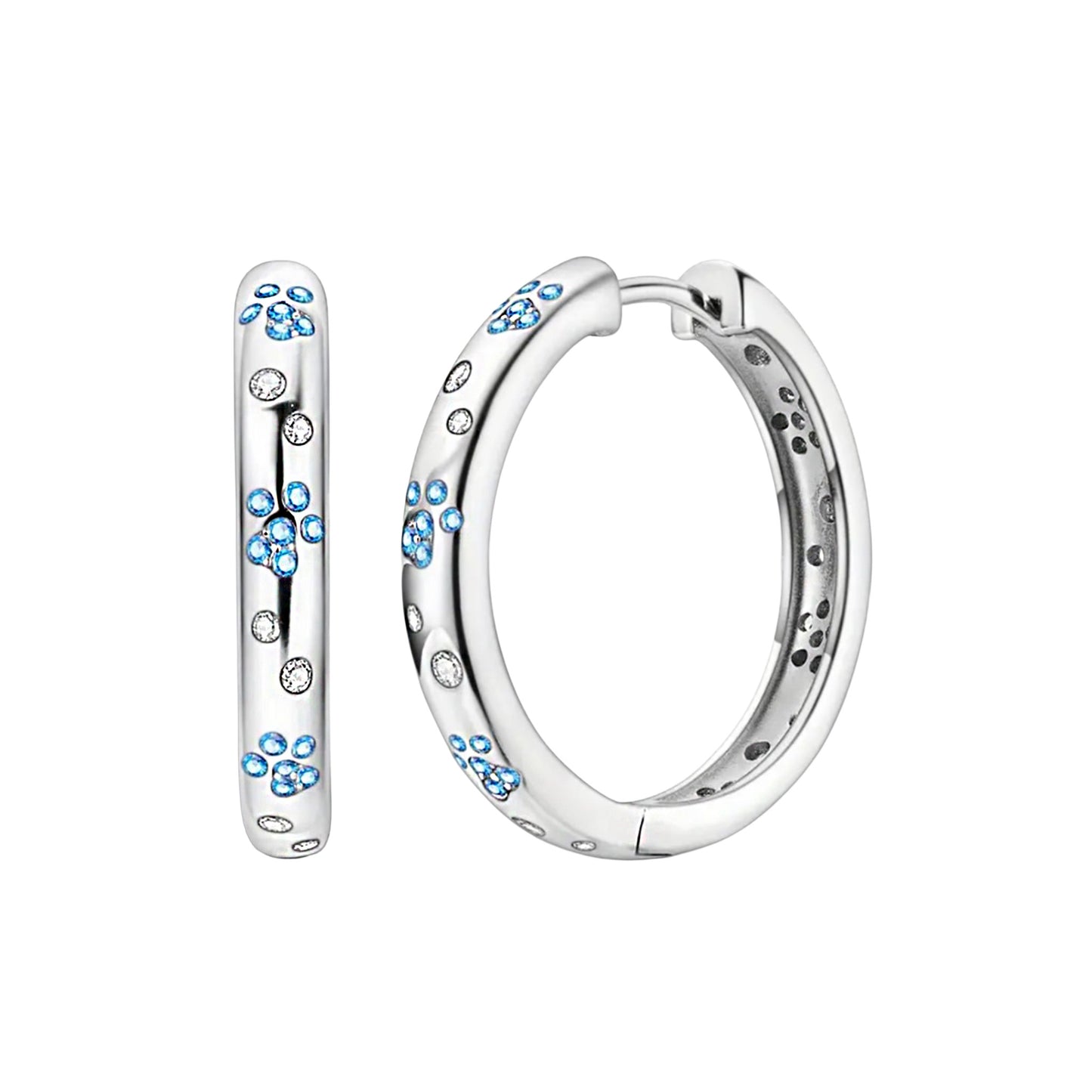 Sterling Silver Jennifer Blue Topaz Medium Hoop Earrings