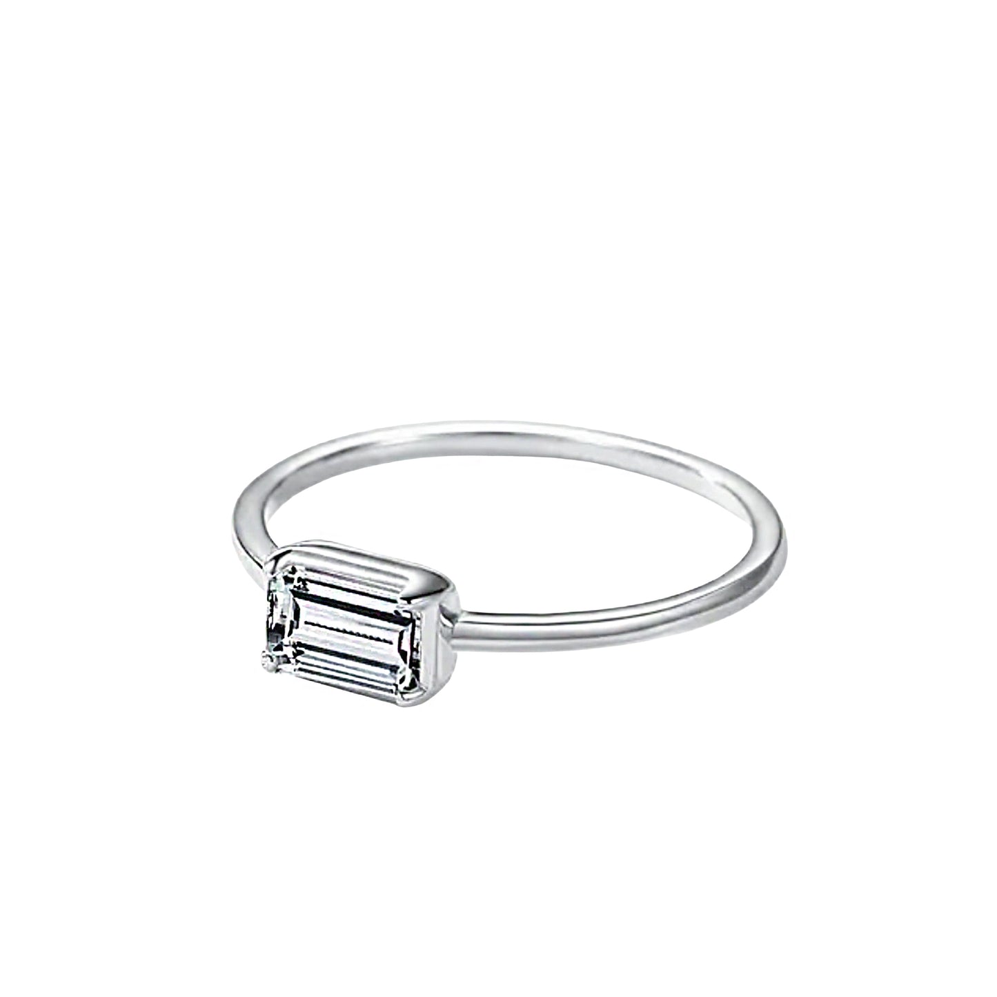 Sterling Silver Jessica Bezel Set Emerald Ring