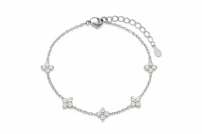 Sterling Silver Fleur Station Link Bracelet
