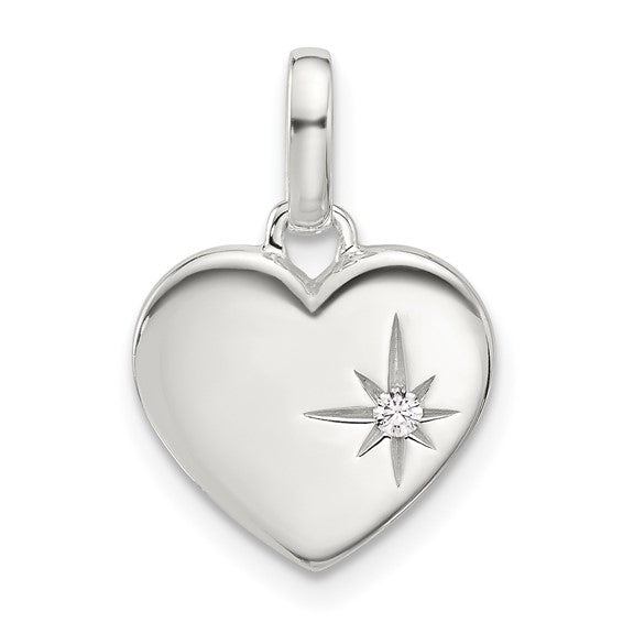 Sterling Silver Heart Starburst Pendant