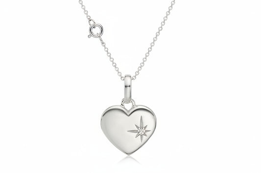 Sterling Silver Heart Starburst Pendant/Necklace