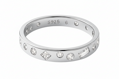 Sterling Silver Mélange Burnished Multi-Shaped Stone Ring