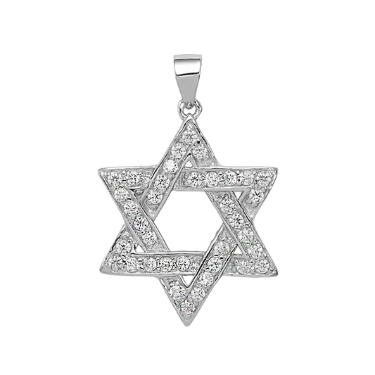 Sterling Silver Pave Star of David Pendant