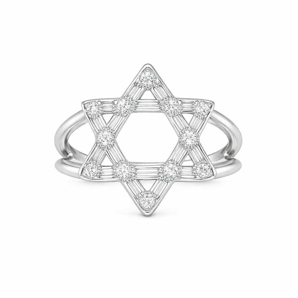Sterling Silver Rachel Bezel Set Star of David Ring