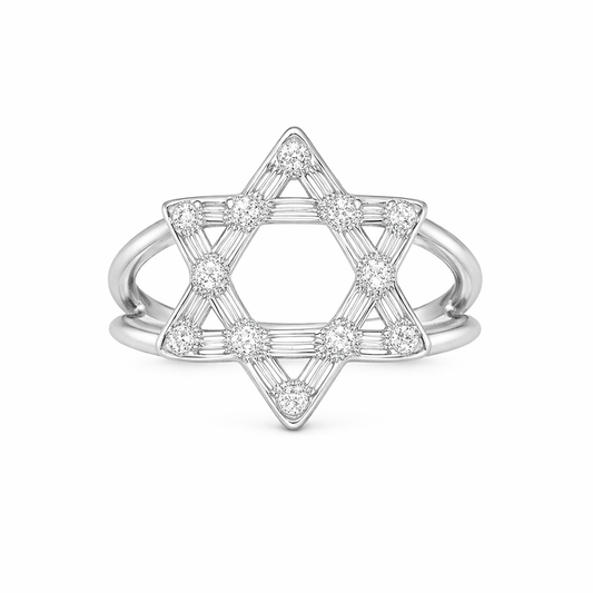 Sterling Silver Rachel Bezel Set Star of David Ring